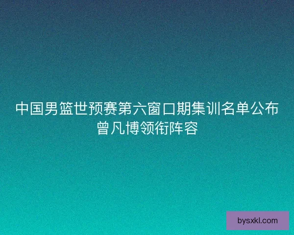 中国男篮世预赛第六窗口期集训名单公布曾凡博领衔阵容
