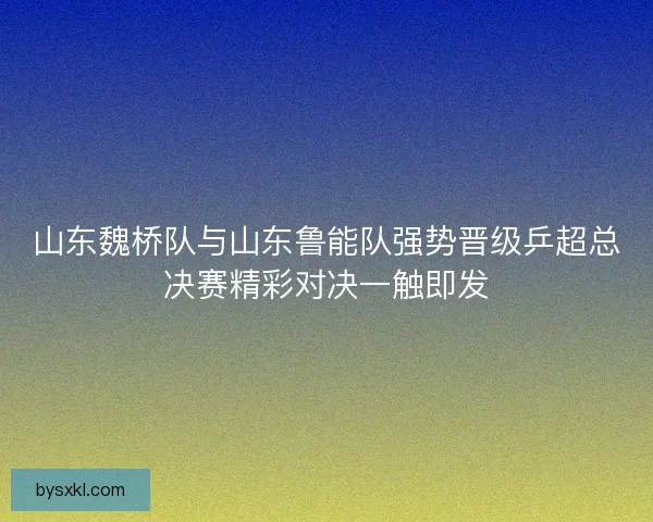 山东魏桥队与山东鲁能队强势晋级乒超总决赛精彩对决一触即发