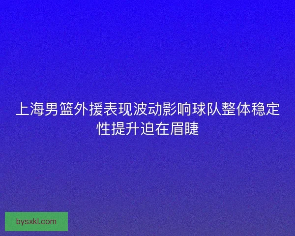 上海男篮外援表现波动影响球队整体稳定性提升迫在眉睫