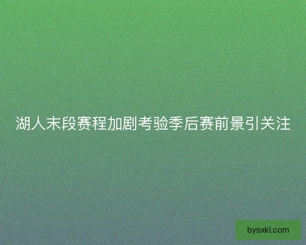 湖人末段赛程加剧考验季后赛前景引关注